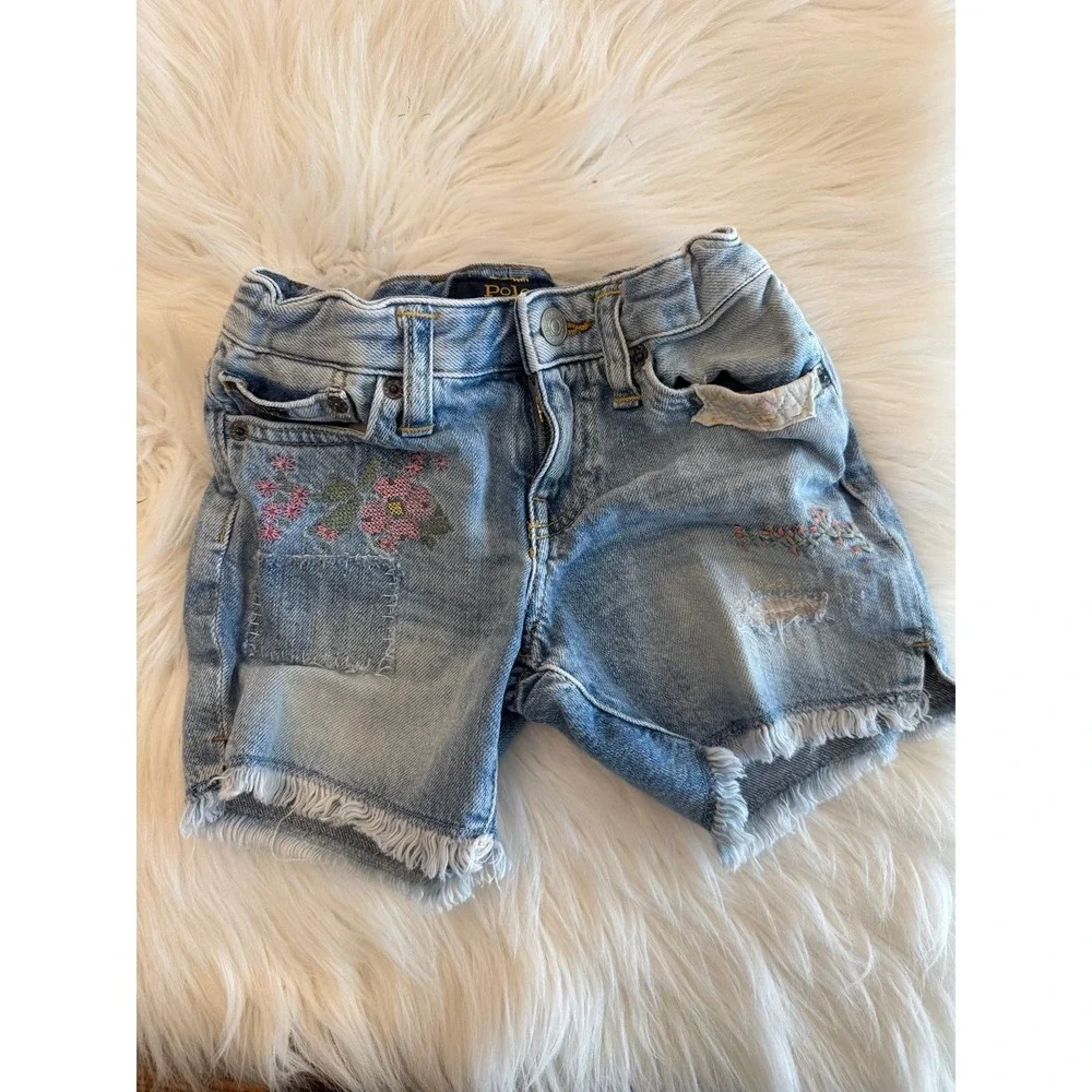 Ralph Lauren denim‎ shorts with floral accents size 4